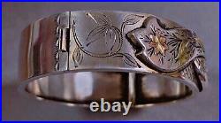 Art nouveau bracelet argent jonc sculpté bijoux ancien bracelet or