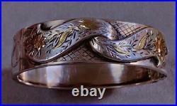 Art nouveau bracelet argent jonc sculpté bijoux ancien bracelet or