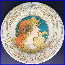 Assiette décorative métal ART NOUVEAU signé ARTIGUE ancien vintage antique £