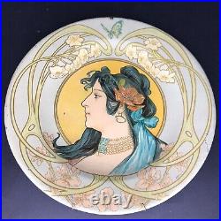 Assiette décorative métal ART NOUVEAU signé ARTIGUE ancien vintage antique $