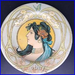 Assiette décorative métal ART NOUVEAU signé ARTIGUE ancien vintage antique