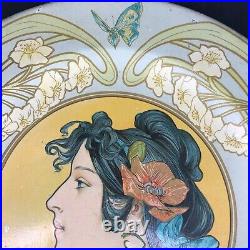 Assiette décorative métal ART NOUVEAU signé ARTIGUE ancien vintage antique £