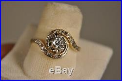 Bague Ancien Art Nouveau Or Massif 18k Diamant Antique Solid Gold Diamond Ring