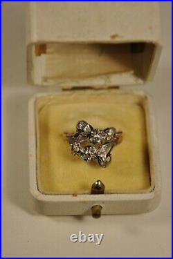 Bague Ancienne Or Massif 18k Diamant Art Nouveau Antique Diamond Solid Gold Ring