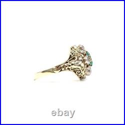 Bague art nouveau or jaune 14 carats émeraude diamants or 585 bijou ancien