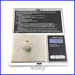 Bague art nouveau or jaune 14 carats émeraude diamants or 585 bijou ancien