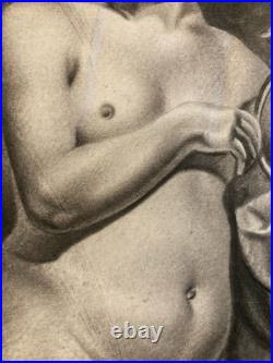 Beau Dessin Fusain Femme Nu Nue Erotique 1920 Pas Identifié, Art Nouveau Ancien