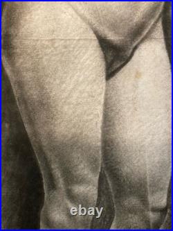 Beau Dessin Fusain Femme Nu Nue Erotique 1920 Pas Identifié, Art Nouveau Ancien