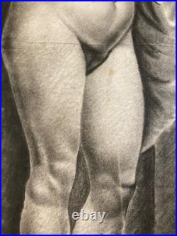 Beau Dessin Fusain Femme Nu Nue Erotique 1920 Pas Identifié, Art Nouveau Ancien