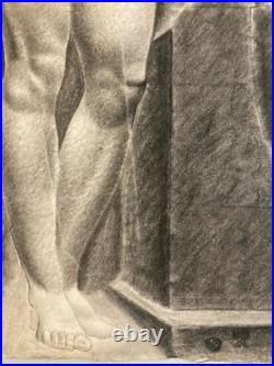 Beau Dessin Fusain Femme Nu Nue Erotique 1920 Pas Identifié, Art Nouveau Ancien