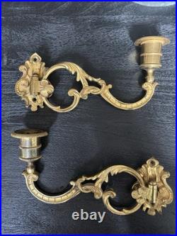 Belle paire de bougeoirs anciens en bronze art nouveau signées