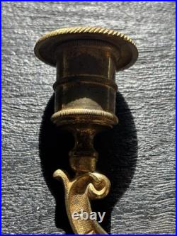 Belle paire de bougeoirs anciens en bronze art nouveau signées