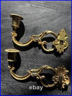 Belle paire de bougeoirs anciens en bronze art nouveau signées