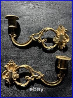 Belle paire de bougeoirs anciens en bronze art nouveau signées