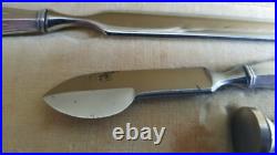 Boite de sceau à cacheter ancien 4 pièces Art Nouveau en métal argenté, plumier