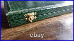 Boite de sceau à cacheter ancien 4 pièces Art Nouveau en métal argenté, plumier