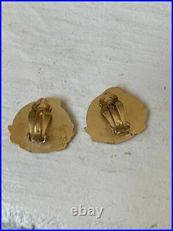 Boucles Doreilles Anciennes Art Nouveau Bronze Van Der Straeten Earrings Clip