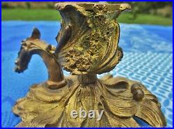 Bougeoir ancien Fleurs et feuilles bronze Art Nouveau Antique Art Nouveau bronze