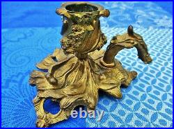 Bougeoir ancien Fleurs et feuilles bronze Art Nouveau Antique Art Nouveau bronze