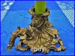 Bougeoir ancien Fleurs et feuilles bronze Art Nouveau Antique Art Nouveau bronze