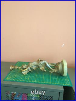 Bougeoir ancien en bronzeet marbre Femme ailée Style Art Nouveau / Napoléon