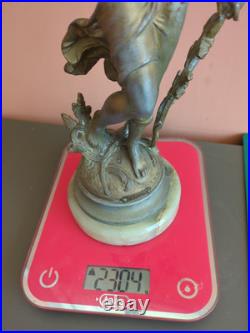 Bougeoir ancien en bronzeet marbre Femme ailée Style Art Nouveau / Napoléon