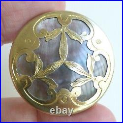 Bouton ancien Nacre & métal Art Nouveau 1900 35 mm Shell button