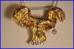 Broche Ancien Aigle Antique Solid Gold 18k Diamond Larg Eagle Brooch Art Nouveau