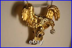 Broche Ancien Aigle Antique Solid Gold 18k Diamond Larg Eagle Brooch Art Nouveau