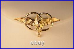 Broche Ancien Art Nouveau Aigle Or Massif 18k Antique Solid Gold Eagle Brooch