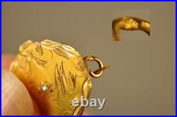 Broche Ancien Art Nouveau Or Massif 18k Antique Solid Gold Brooch