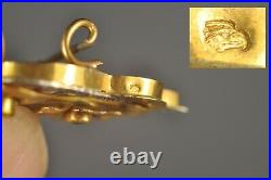 Broche Ancien Or Massif 18k Art Nouveau Antique Solid Gold Brooch