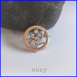 Broche Ancienne /Vintage De Style Art Nouveau /Fleur /Or 585 (14K) Et Opales