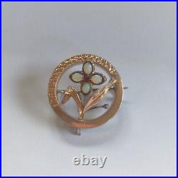 Broche Ancienne /Vintage De Style Art Nouveau /Fleur /Or 585 (14K) Et Opales