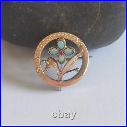 Broche Ancienne /Vintage De Style Art Nouveau /Fleur /Or 585 (14K) Et Opales