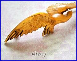 Broche Epingle chapeau ancien 1900 ART NOUVEAU Oiseau sculpté écaille corne