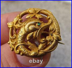 Broche ancienne ART NOUVEAU, En Plaqué Or FIX pin VINTAGE BROOCH