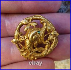 Broche ancienne ART NOUVEAU, En Plaqué Or FIX pin VINTAGE BROOCH