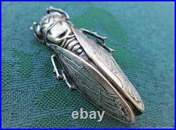 Broche ancienne métal argenté cigale Art Nouveau Old Art Nouveau cicada silver