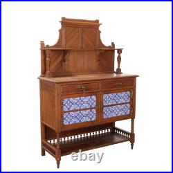 Buffet Art Nouveau Ancien Chêne 2 Tiroirs Italie XXe Siècle Original