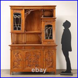 Buffet Art Nouveau Ancien Merisier Gravé Italie XIXe Siècle Original Buffet Art Nouveau Ancien Merisier Gravé Italie XIXe Siècle Original