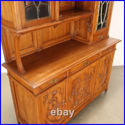 Buffet Art Nouveau Ancien Merisier Gravé Italie XIXe Siècle Original Buffet Art Nouveau Ancien Merisier Gravé Italie XIXe Siècle Original