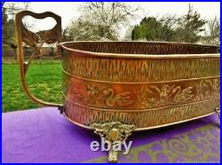Cache pot ancien pour fleurs cygnes Art Nouveau laiton Antique cachepot for Art