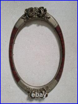 Cadre ancien art nouveau Art Deco Ovale. Cadres Photo En Bois Et Argent Sculpté