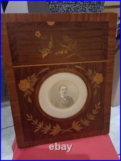 Cadre photo ancien Art Nouveau Marqueterie Florale Et Végétale
