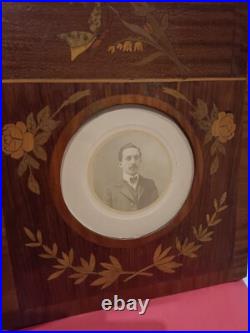 Cadre photo ancien Art Nouveau Marqueterie Florale Et Végétale