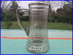 Carafe à eau ancienne incrustation d'argent Art Nouveau