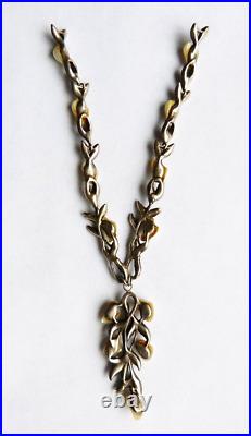 Centre de collier marcassite nacre ART NOUVEAU ancien mother pearl necklace