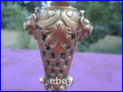 Chandelier Ancien Ajoure Lions Bronze Art Nouveau France