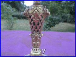 Chandelier Ancien Ajoure Lions Bronze Art Nouveau France
